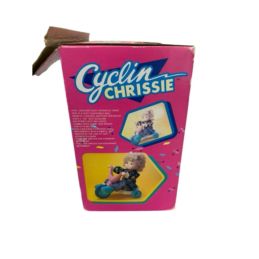 Vintage 1990 Cititoy Cycling Chrissie Remote Control‎ Doll On Tricycle New
